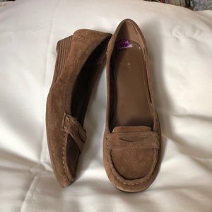 Nine West suede wedge penny loafers